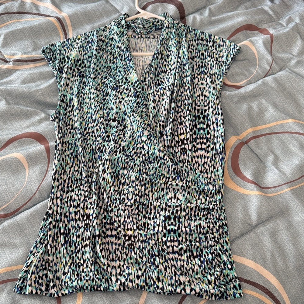 Chic Patterned Wrap Blouse - image 1